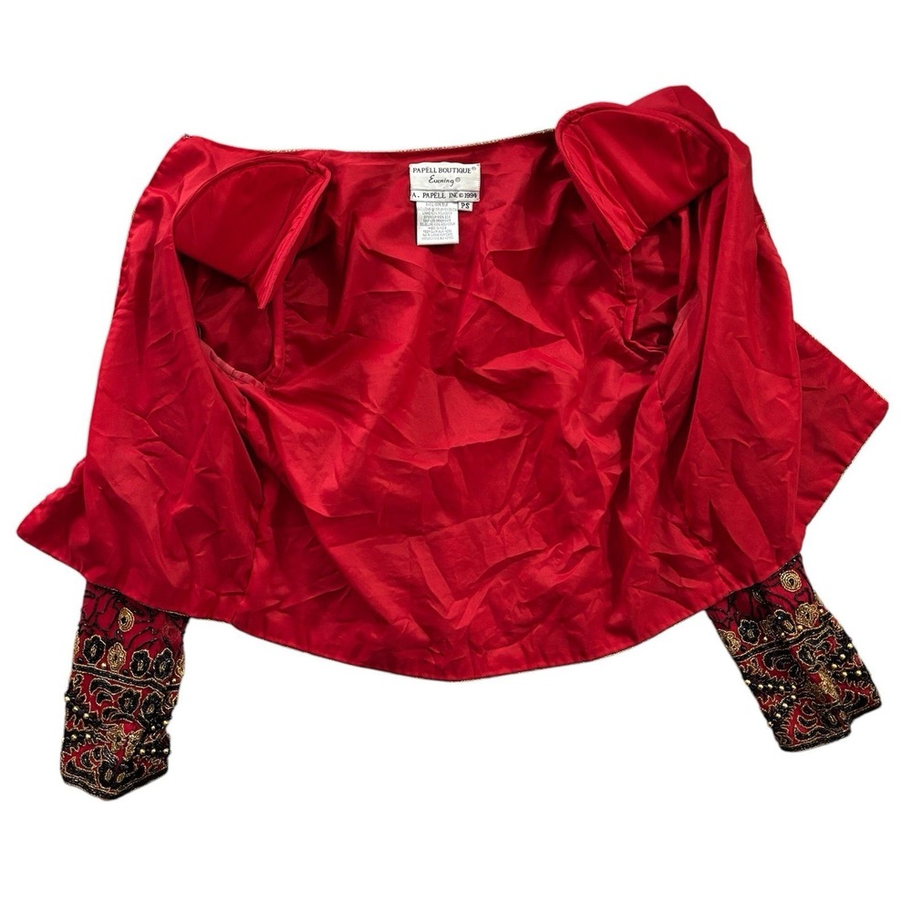 Vintage Papell Boutique Petite Small Evening Beaded Silk Jacket Old Money Retro - Picture 4 of 8